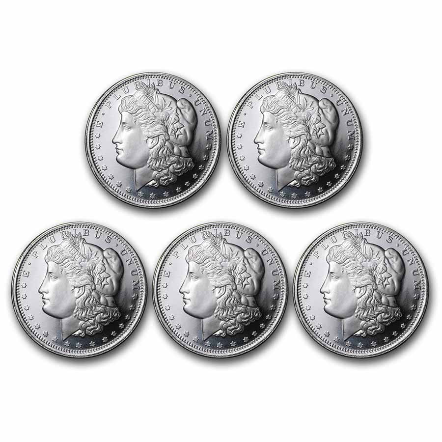 1 oz Silver Round Morgan Dollar Design Lot of 5 T58166