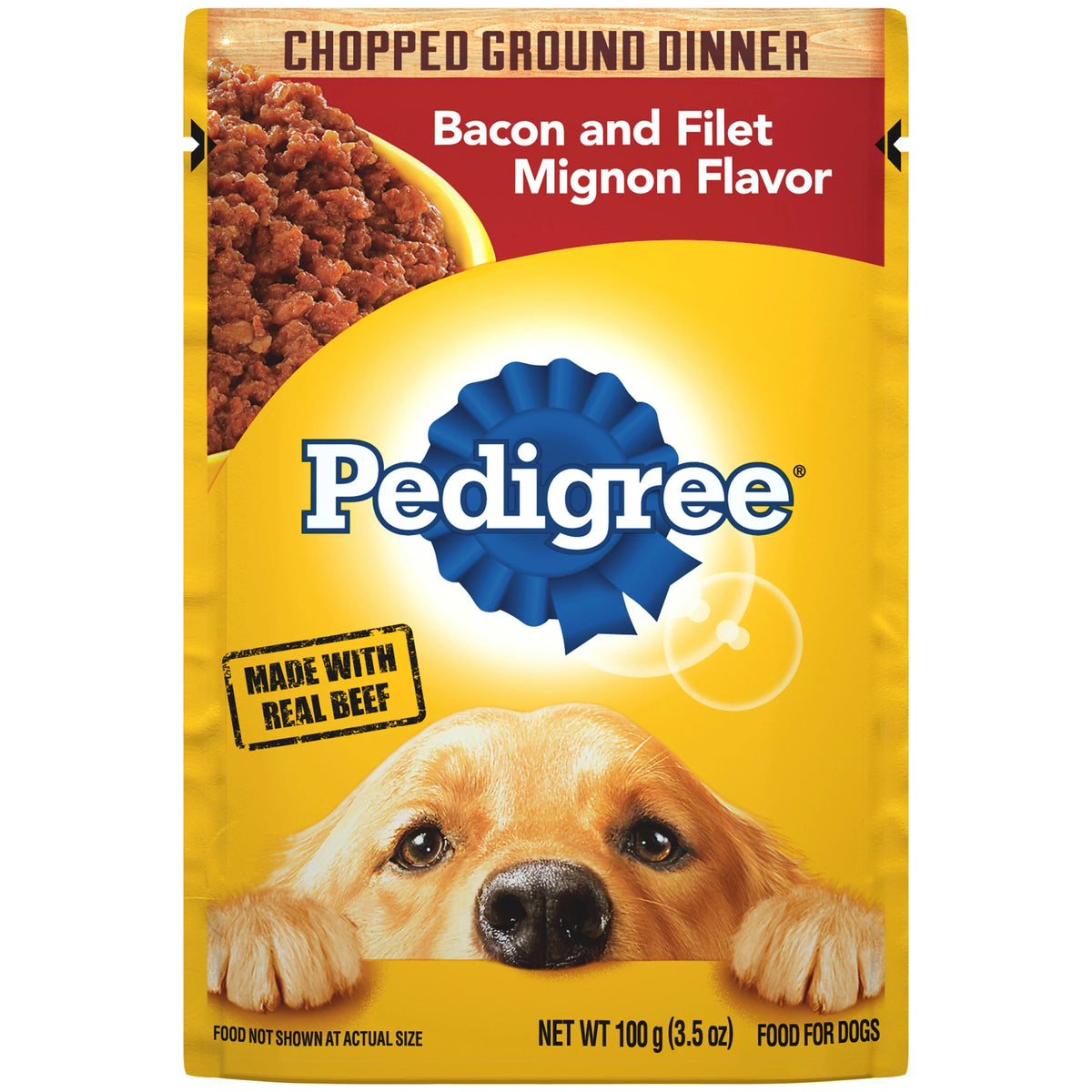(16 pack) Adult Soft Wet Dog Food Bacon and Filet Mignon Flavor, 3.5 oz Pouch L9836