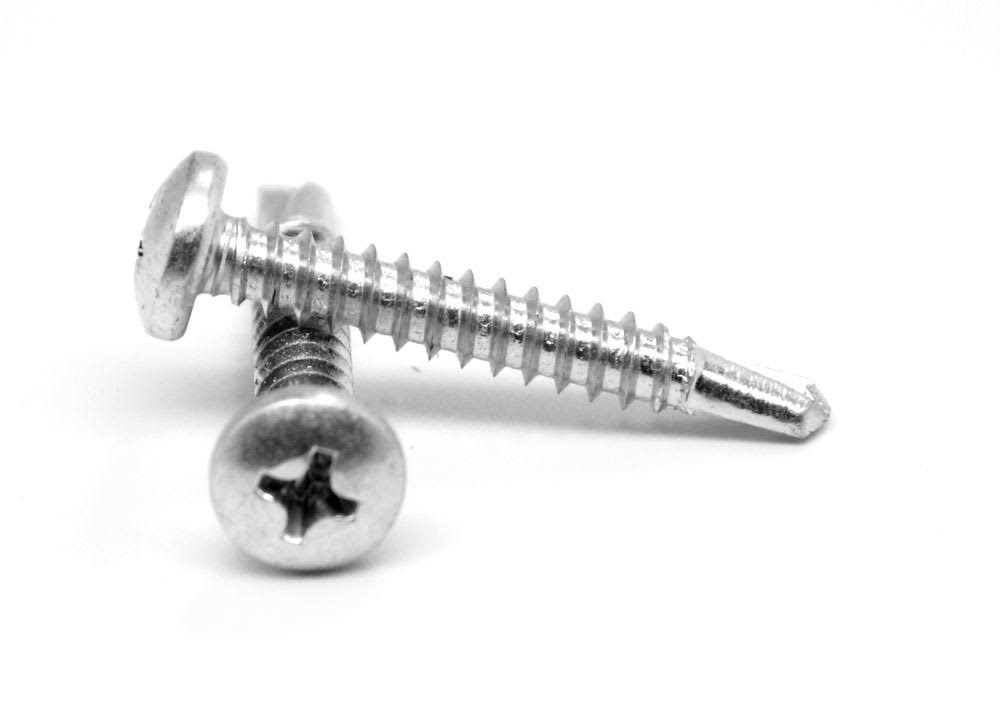 #12-14 x 1 1/2x22 BSD Thread Self Drilling Screw Phillips Pan Head #3 Point Low Carbon Steel Zinc Plated Pk 2000 G4461
