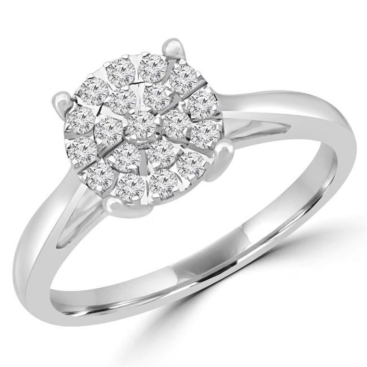 0.25 CTW Round Diamond Cluster Engagement Ring in 10K White Gold T38403