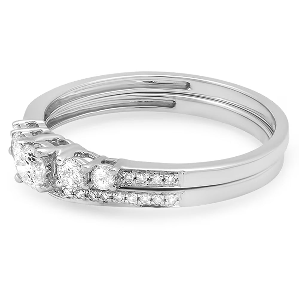 0.45 Carat 14k Round Diamond Bridal Engagement Ring Matching Band Set White Gold Size 8 C6059