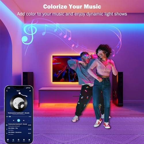 100 ft Music Sync Color Changing RGB Led Strip Lights with Remote V88378