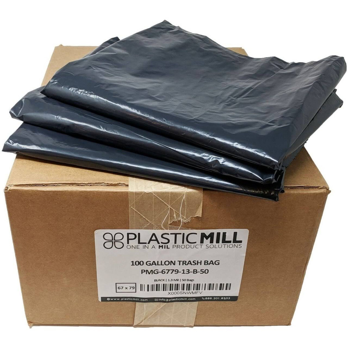 100 Gallon Black 2 Mil Heavy Duty Garbage Bags U5029