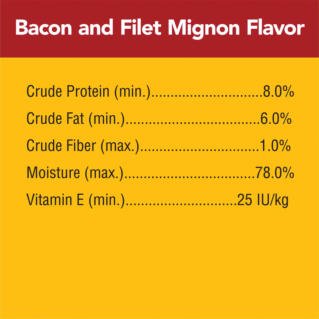(16 pack) Adult Soft Wet Dog Food Bacon and Filet Mignon Flavor, 3.5 oz Pouch L9836