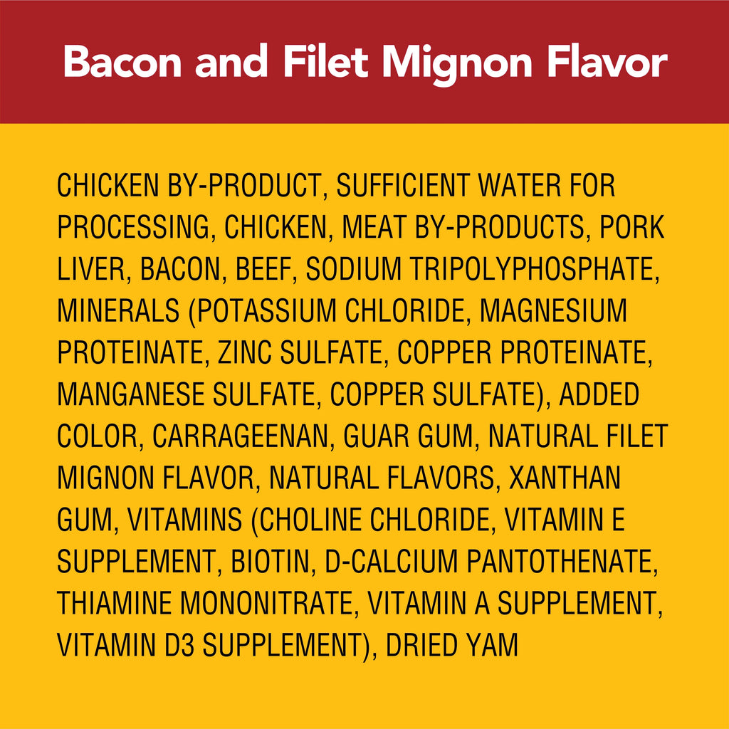 (16 pack) Adult Soft Wet Dog Food Bacon and Filet Mignon Flavor, 3.5 oz Pouch L9836