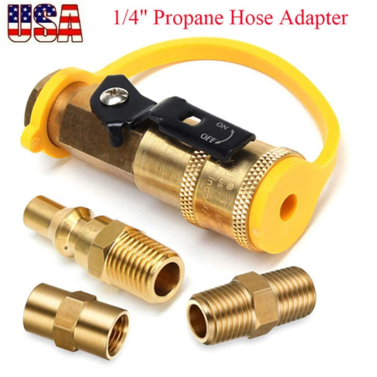 1/4" RV Propane Quick Connect Adapter Brass 5-Piece Set V2006