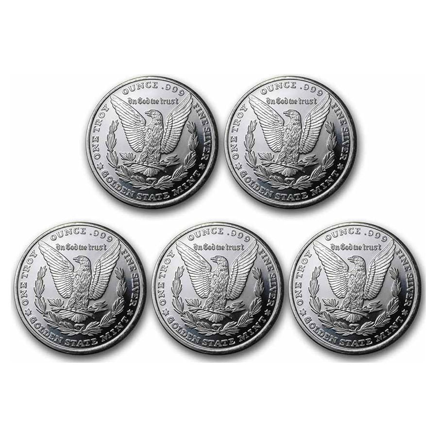 1 oz Silver Round Morgan Dollar Design Lot of 5 T58166