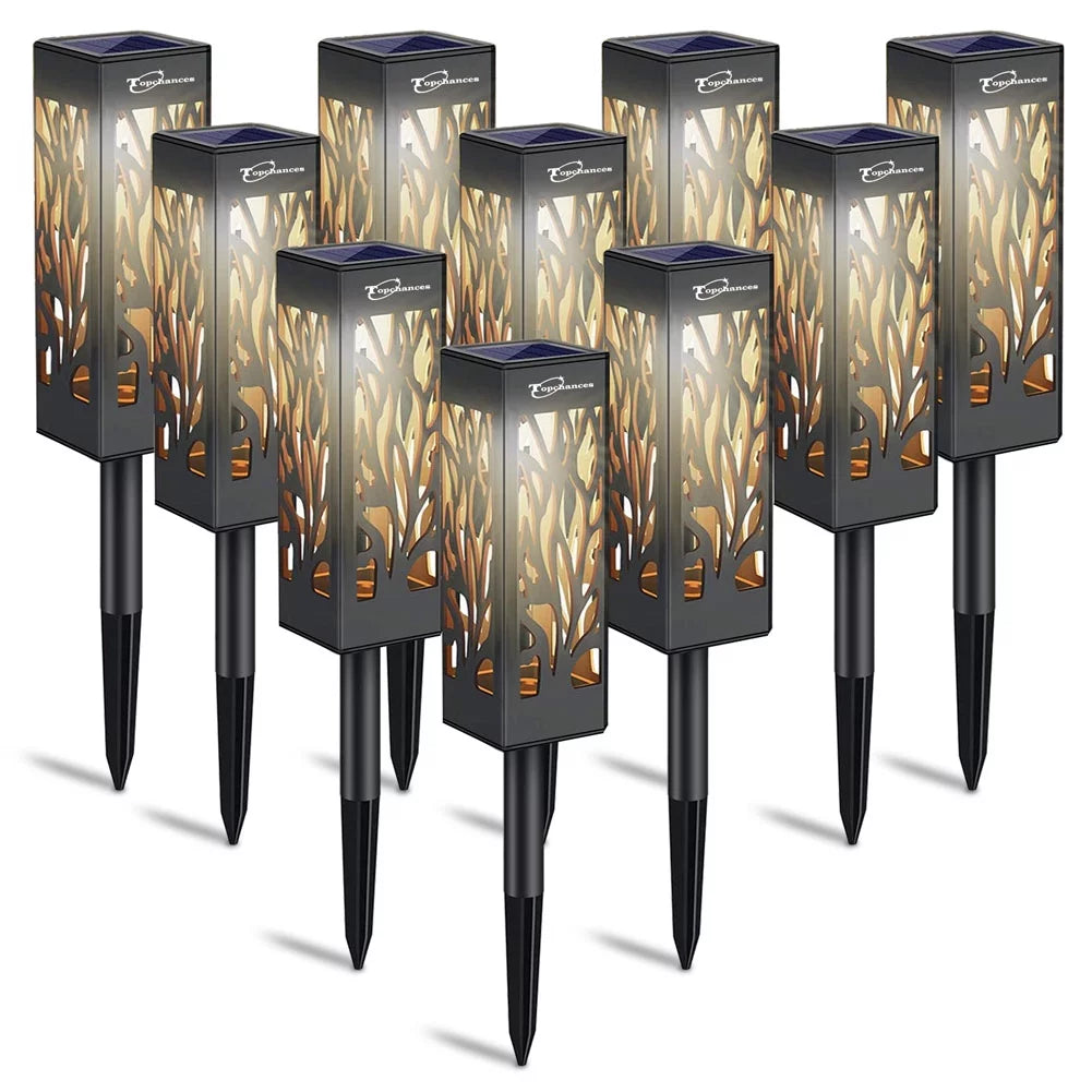 10 Pack Solar Powered LED Pathway Lights Warm White N210