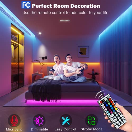100 ft Music Sync Color Changing RGB Led Strip Lights with Remote V88378
