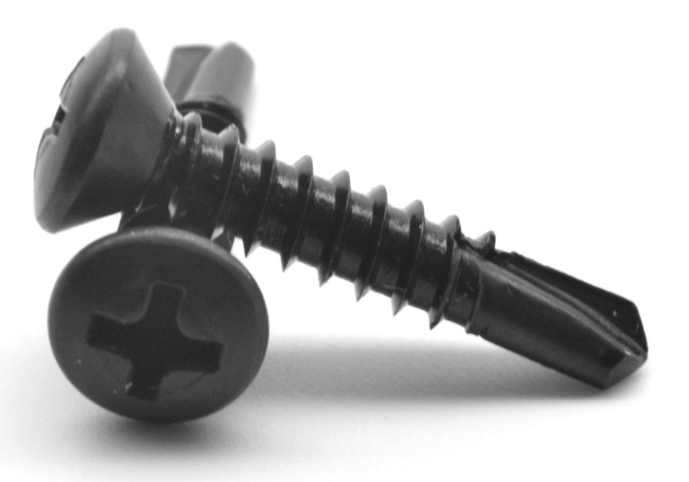 10-16 x 1 Self Drilling Screw Phillips Oval Head Black Oxide R526