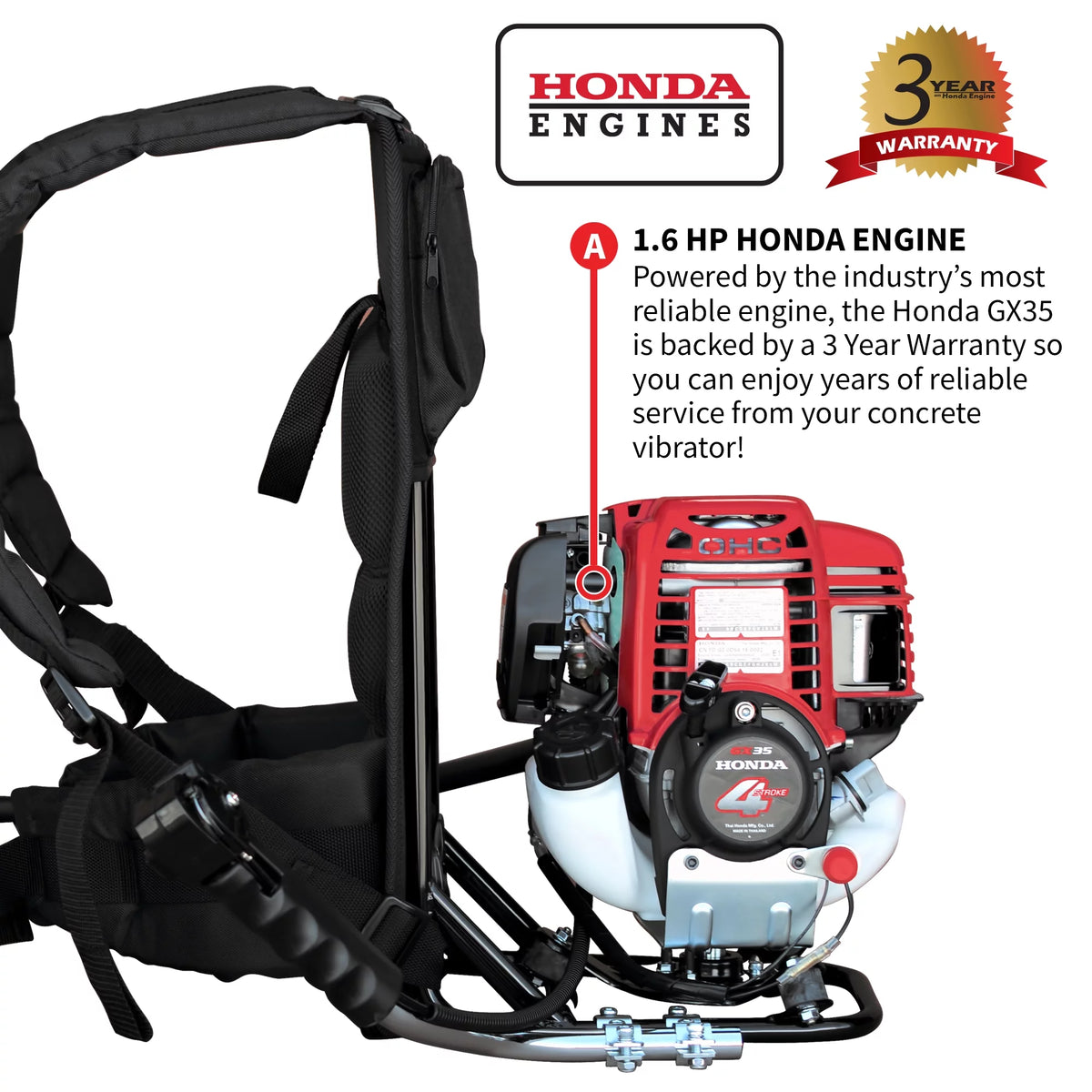1.6 HP Concrete Vibrator with 10ft. Whip Y22661